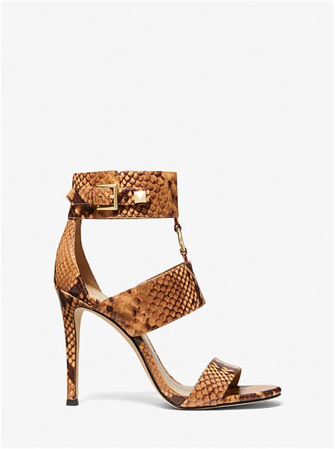 michael michael kors amos python embossed leather sandal|Polly Metallic Python Embossed Leather Sandal .